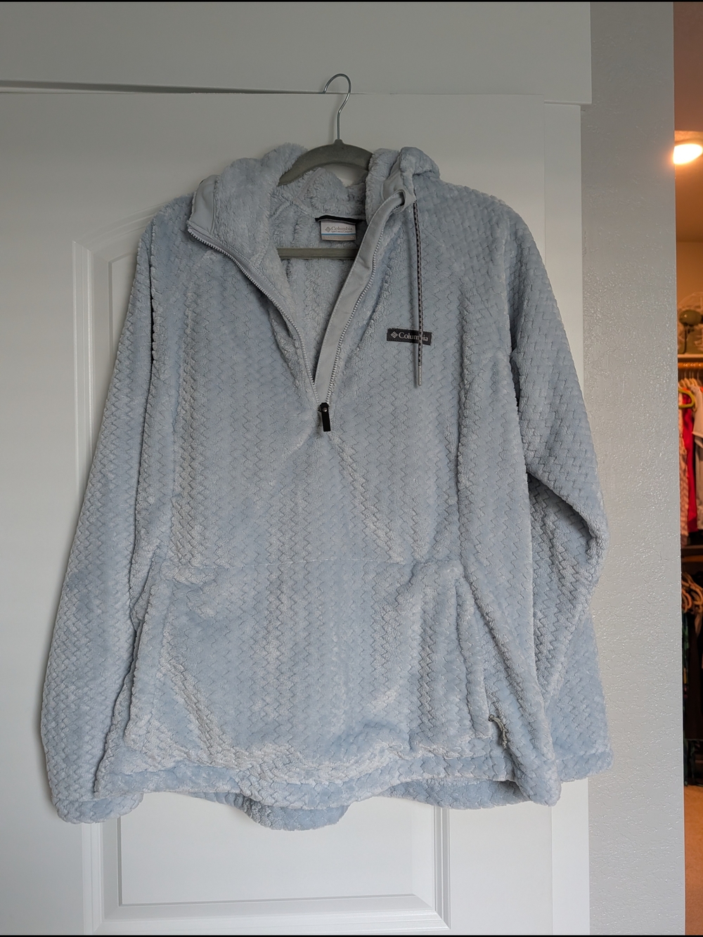 Columbia Light Blue Plush Half-Zip Hoodie
